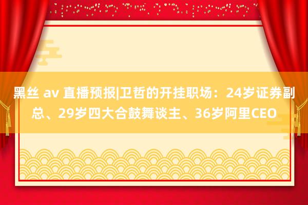 黑丝 av 直播预报|卫哲的开挂职场：24岁证券副总、29岁四大合鼓舞谈主、36岁阿里CEO