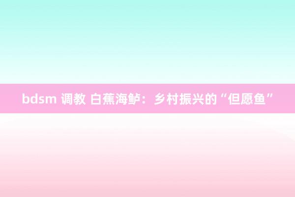 bdsm 调教 白蕉海鲈：乡村振兴的“但愿鱼”