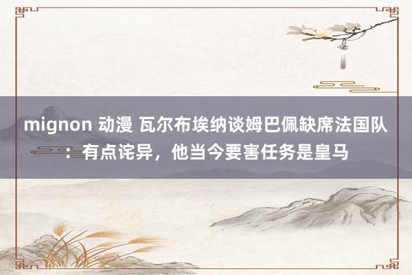 mignon 动漫 瓦尔布埃纳谈姆巴佩缺席法国队：有点诧异，他当今要害任务是皇马