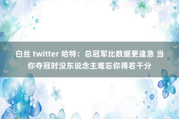白丝 twitter 哈特：总冠军比数据更遑急 当你夺冠时没东说念主难忘你得若干分