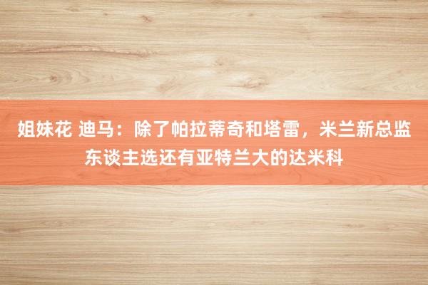 姐妹花 迪马：除了帕拉蒂奇和塔雷，米兰新总监东谈主选还有亚特兰大的达米科